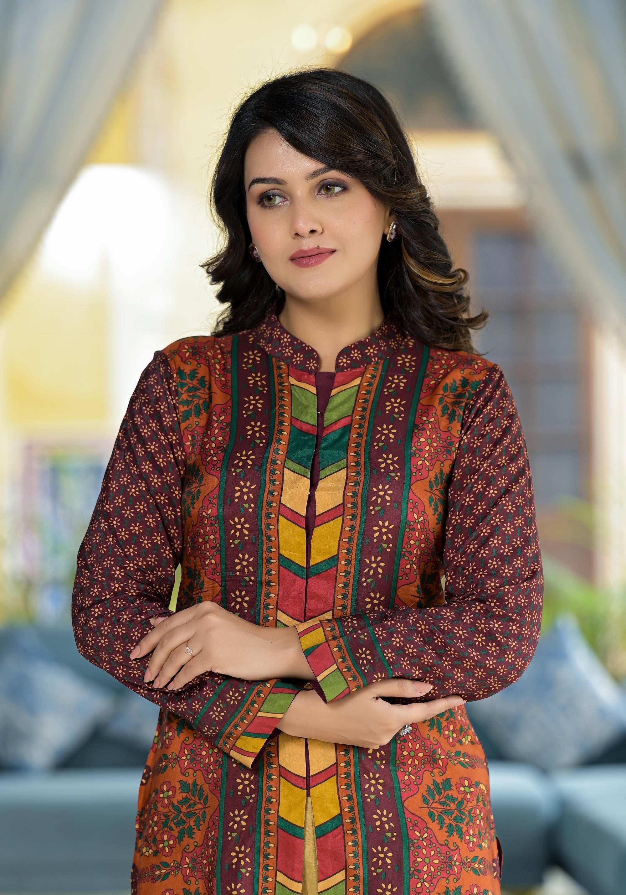 Juniper Multi Ethnic Motif Printed Viscose Tunic For Women | Grocsy