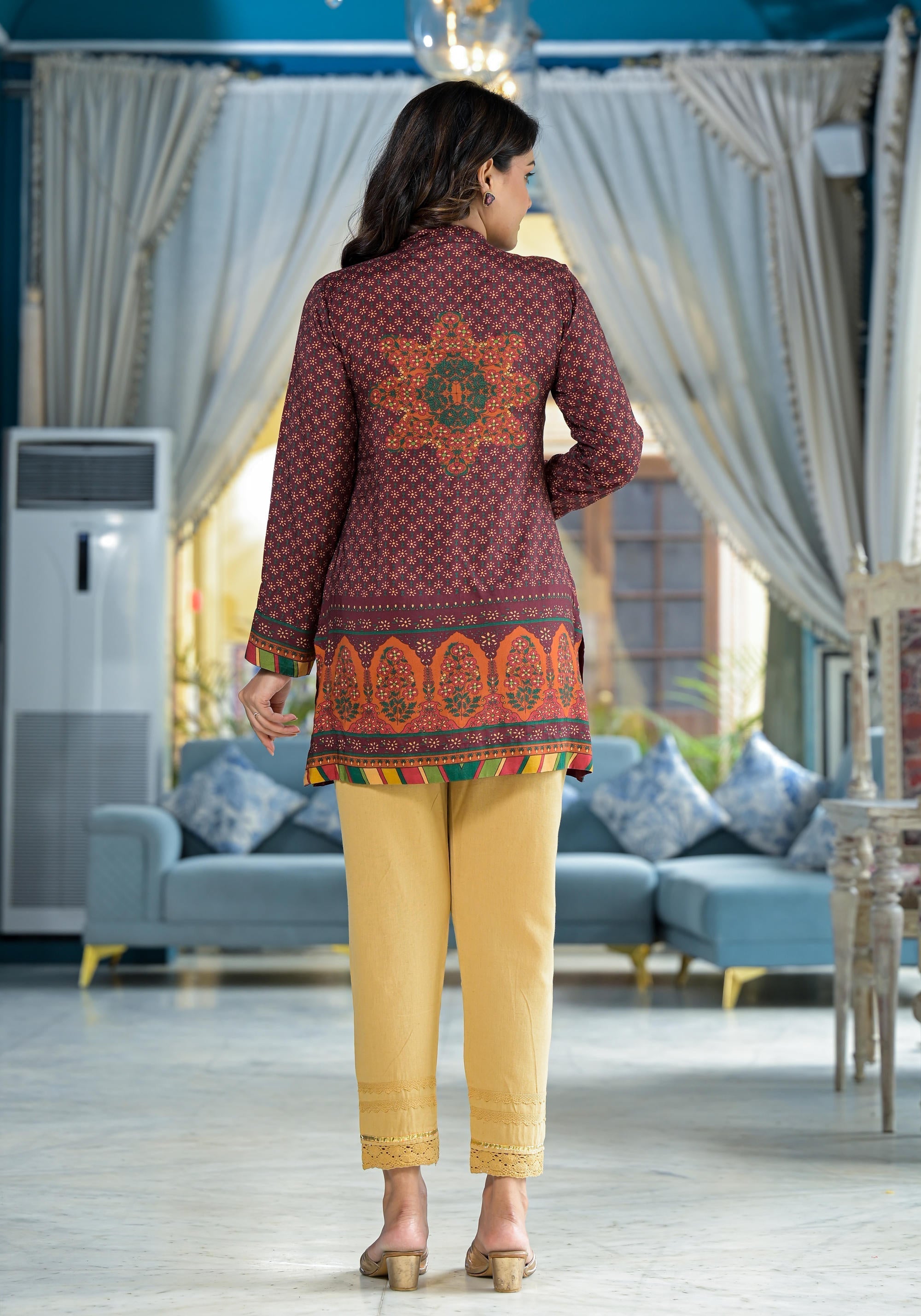 Juniper Multi Ethnic Motif Printed Viscose Tunic For Women | Grocsy