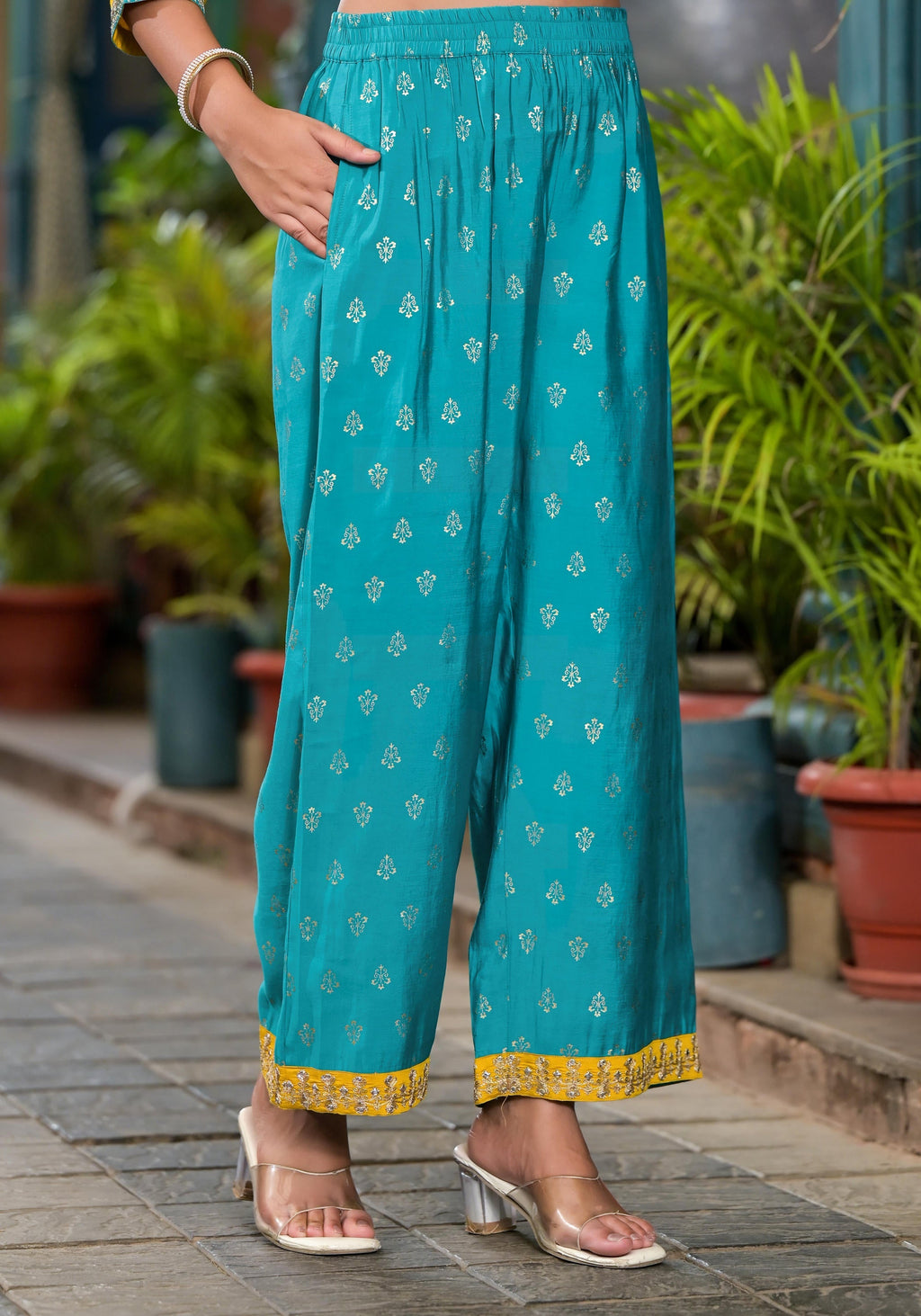 Juniper Women's Yellow Viscose Rayon Embroidered Kurta Set | Grocsy