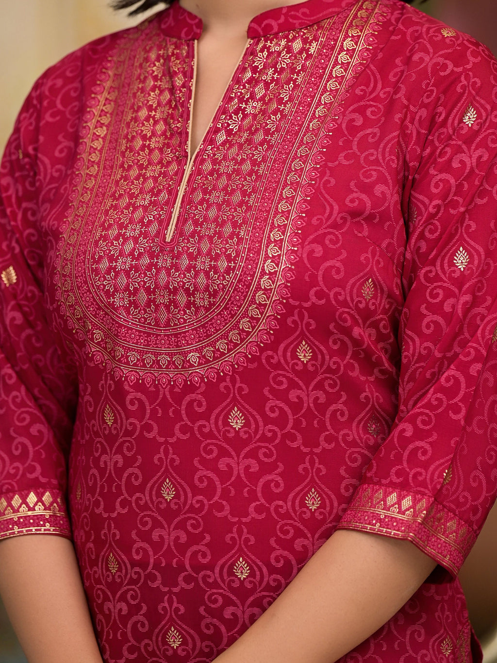 Juniper Women's Women Red Printed Straight Kurta Pants & Dupatta Set | Grocsy