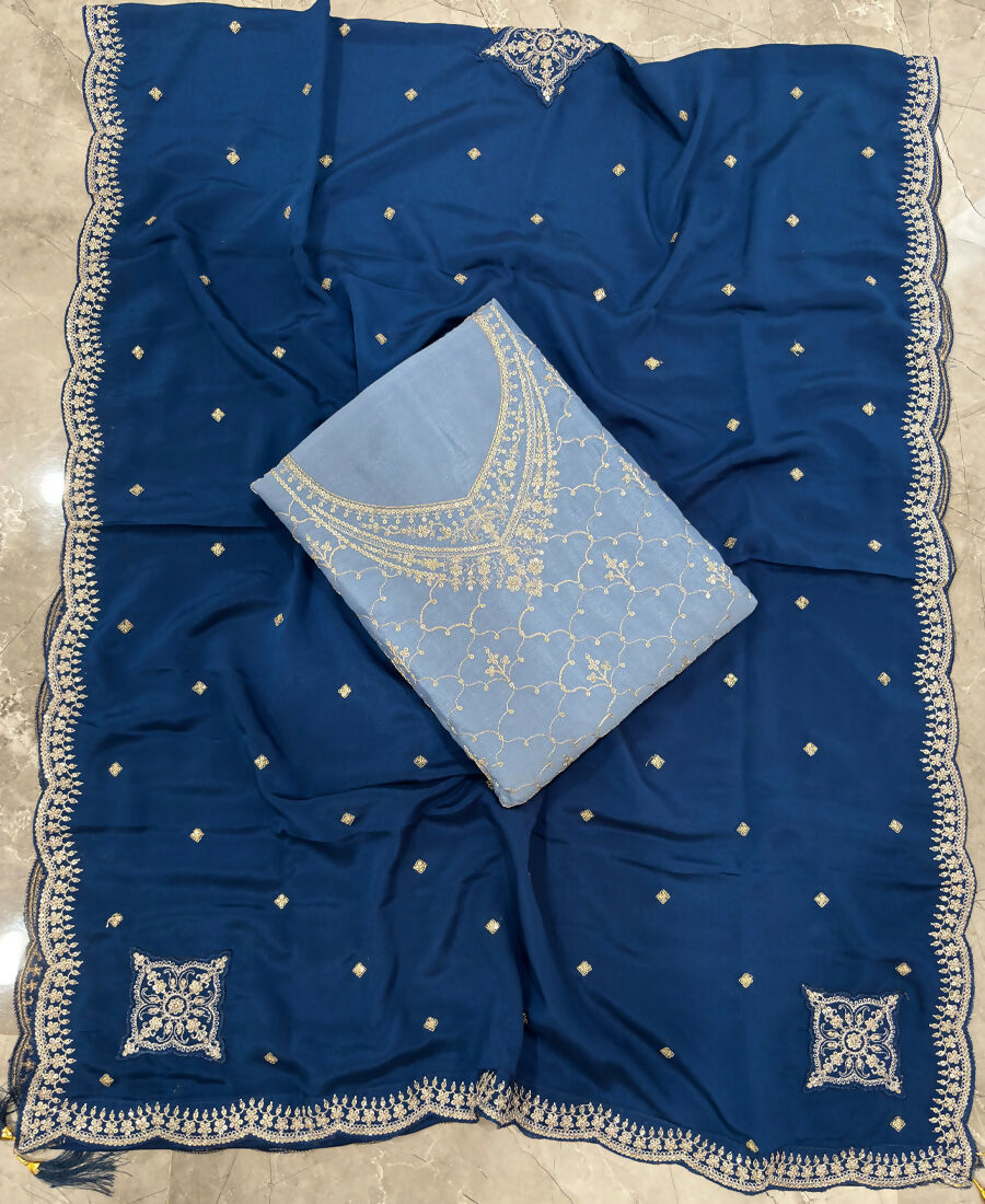 KC Designer Baby Blue 3 Piece Salwar Suit For Women Indian Wear | Grocsy