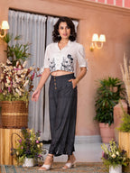 Juniper Women's Black Pure Cotton Embroidered Top Set | Grocsy