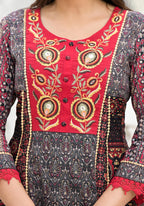 Juniper Women's Black Silk Blend Printed Kurta Set | Grocsy