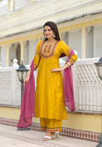 Juniper Women's Yellow Cotton Blend Solid Kurta Set | Grocsy