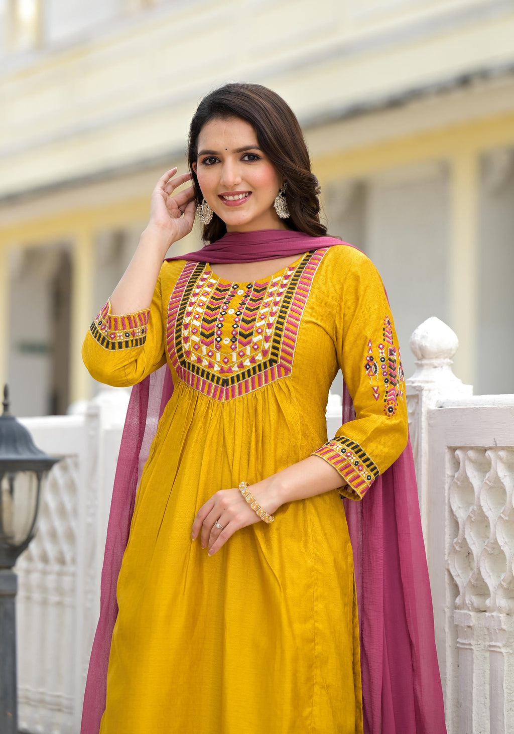 Juniper Women's Yellow Cotton Blend Solid Kurta Set | Grocsy