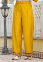 Juniper Women's Yellow Cotton Blend Solid Kurta Set | Grocsy