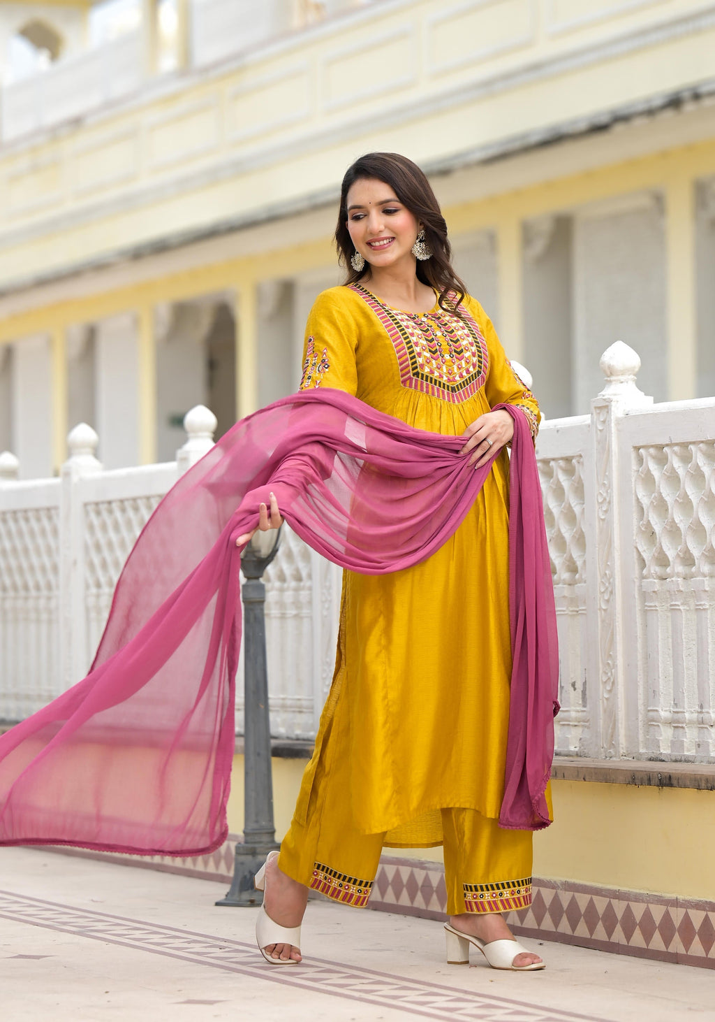 Juniper Women's Yellow Cotton Blend Solid Kurta Set | Grocsy