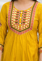Juniper Women's Yellow Cotton Blend Solid Kurta Set | Grocsy