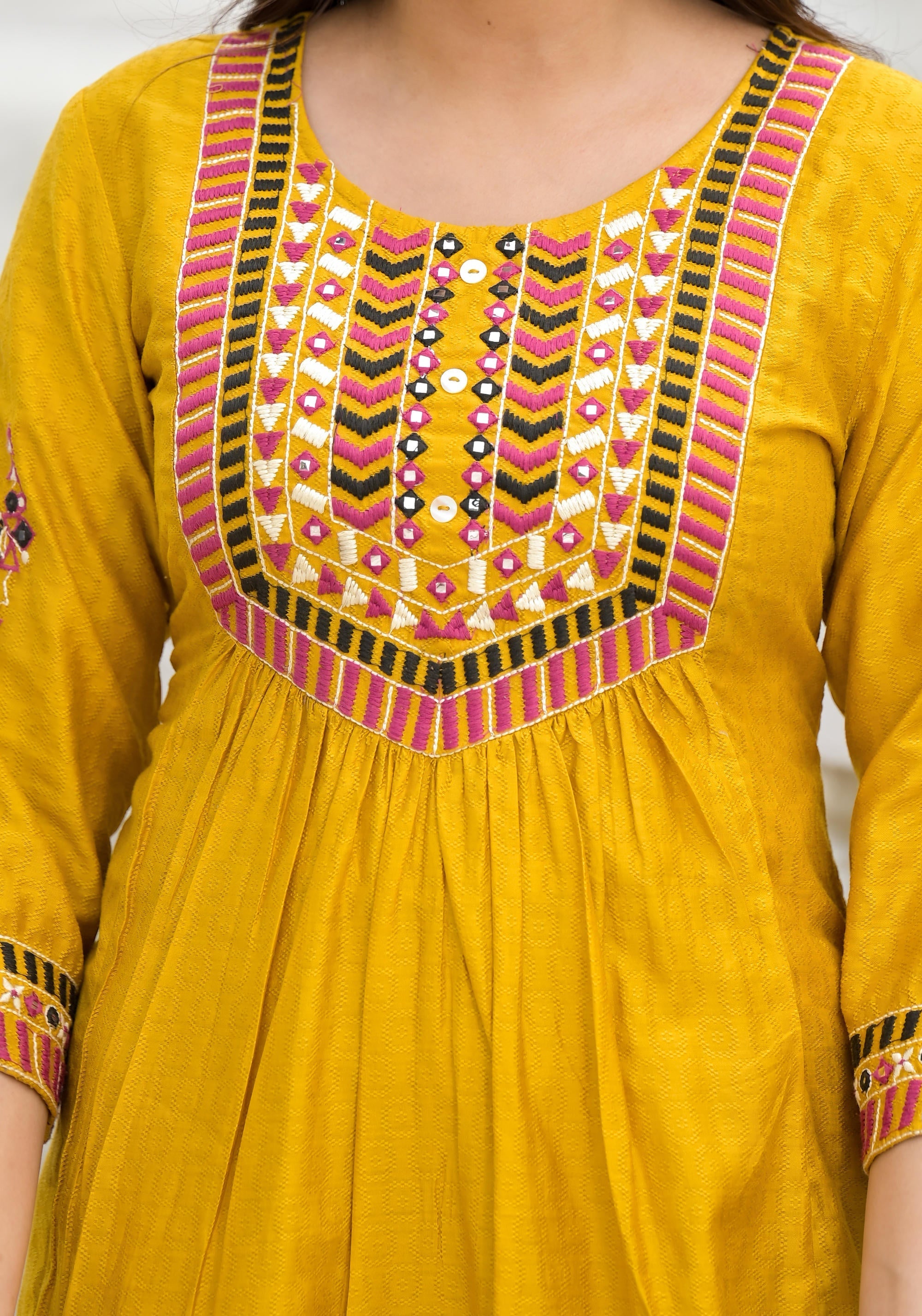 Juniper Women's Yellow Cotton Blend Solid Kurta Set | Grocsy