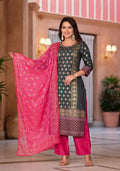 Juniper Women's Green Viscose Rayon Printed Kurta Set | Grocsy