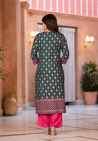 Juniper Women's Green Viscose Rayon Printed Kurta Set | Grocsy