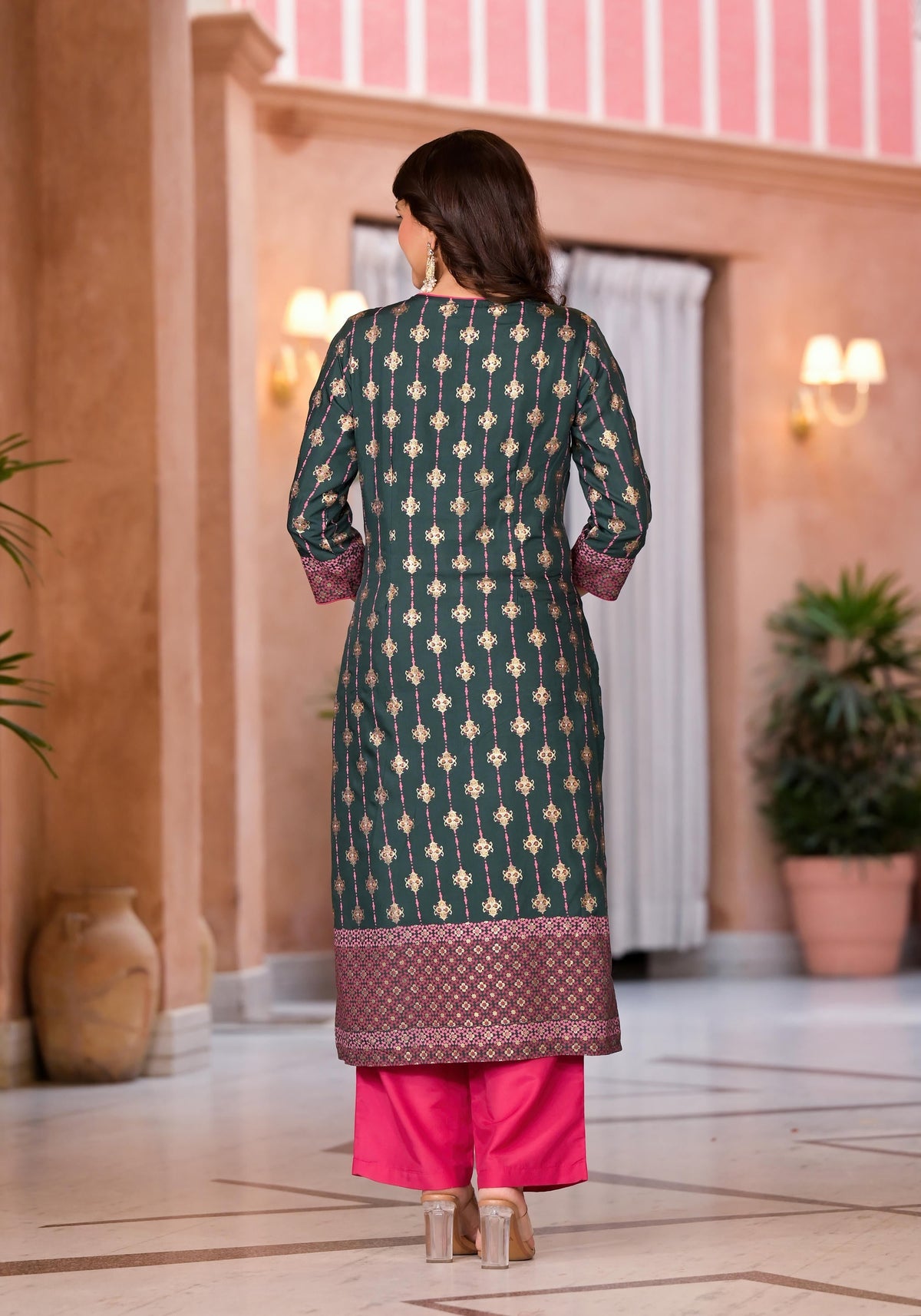 Juniper Women's Green Viscose Rayon Printed Kurta Set | Grocsy