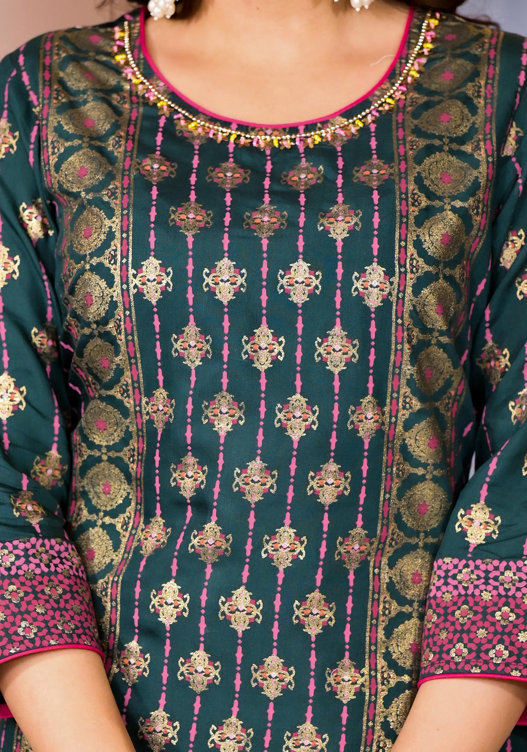 Juniper Women's Green Viscose Rayon Printed Kurta Set | Grocsy