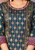 Juniper Women's Green Viscose Rayon Printed Kurta Set | Grocsy