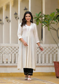 Juniper Off-White Solid Kurta With Mirror Work | Grocsy