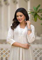 Juniper Off-White Solid Kurta With Mirror Work | Grocsy