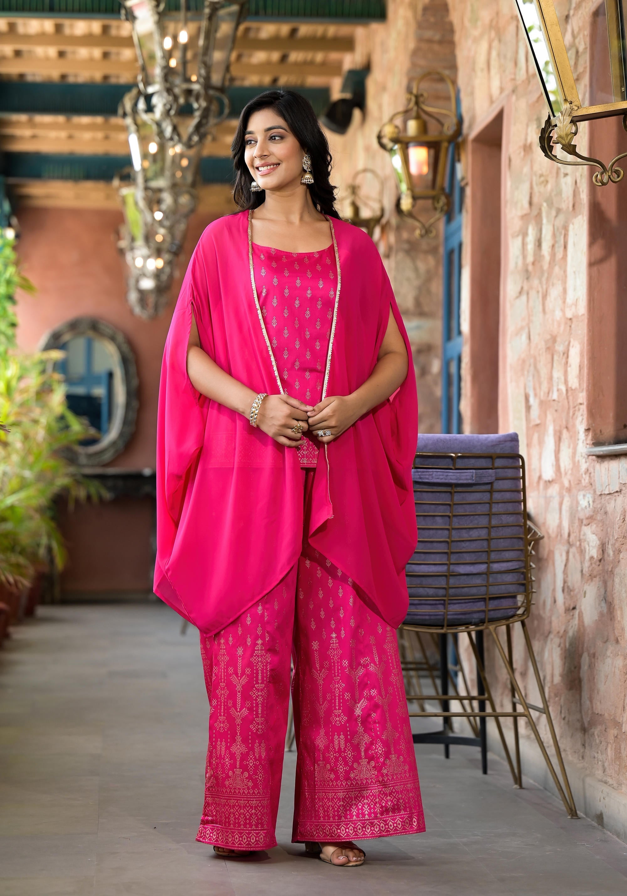 Juniper Women's Pink Polyester Printed Set | Grocsy