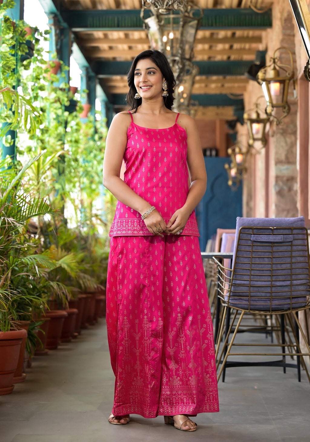 Juniper Women's Pink Polyester Printed Set | Grocsy