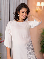 Juniper Women's White::Black Viscose Rayon Printed Palazzo Set | Grocsy