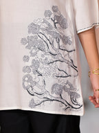 Juniper Women's White::Black Viscose Rayon Printed Palazzo Set | Grocsy
