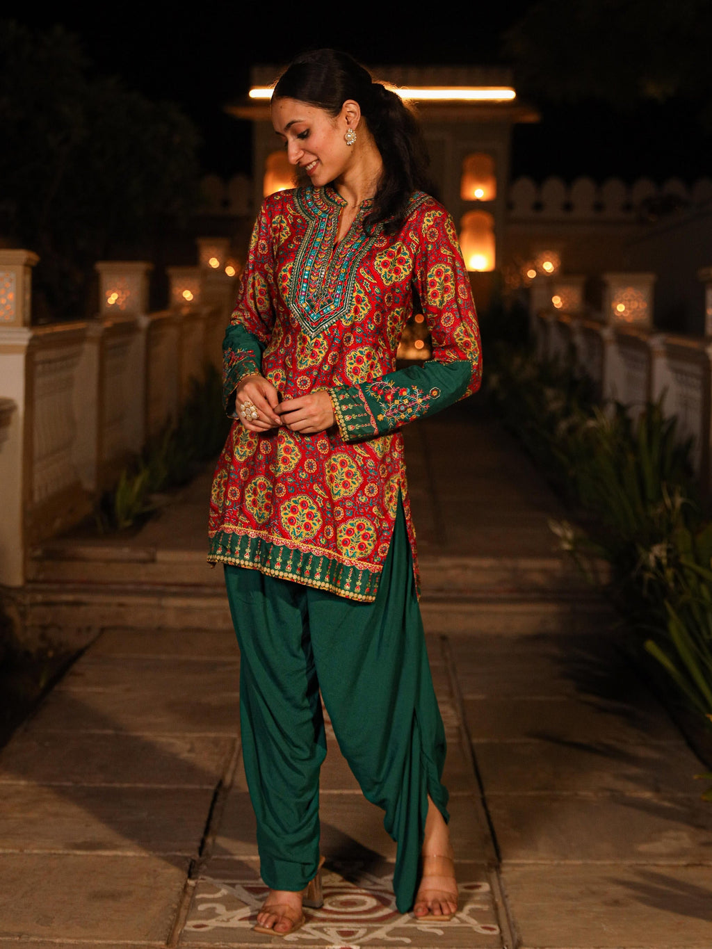 Juniper Women's Multicolor Viscose Rayon Printed Palazzo Set | Grocsy