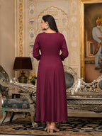Juniper Women's Wine Mirror Embroidered Liva Rayon Dress For With Sequins | Grocsy