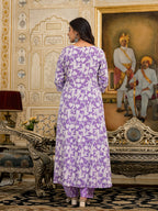 Juniper Women's Lavender Floral Printed Rayon Kurta, Pant And Dupatta Set With Thread & Sequins Work | Grocsy