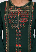 Juniper Bottle Green Ethnic Motif Printed Cotton Kurta | Grocsy
