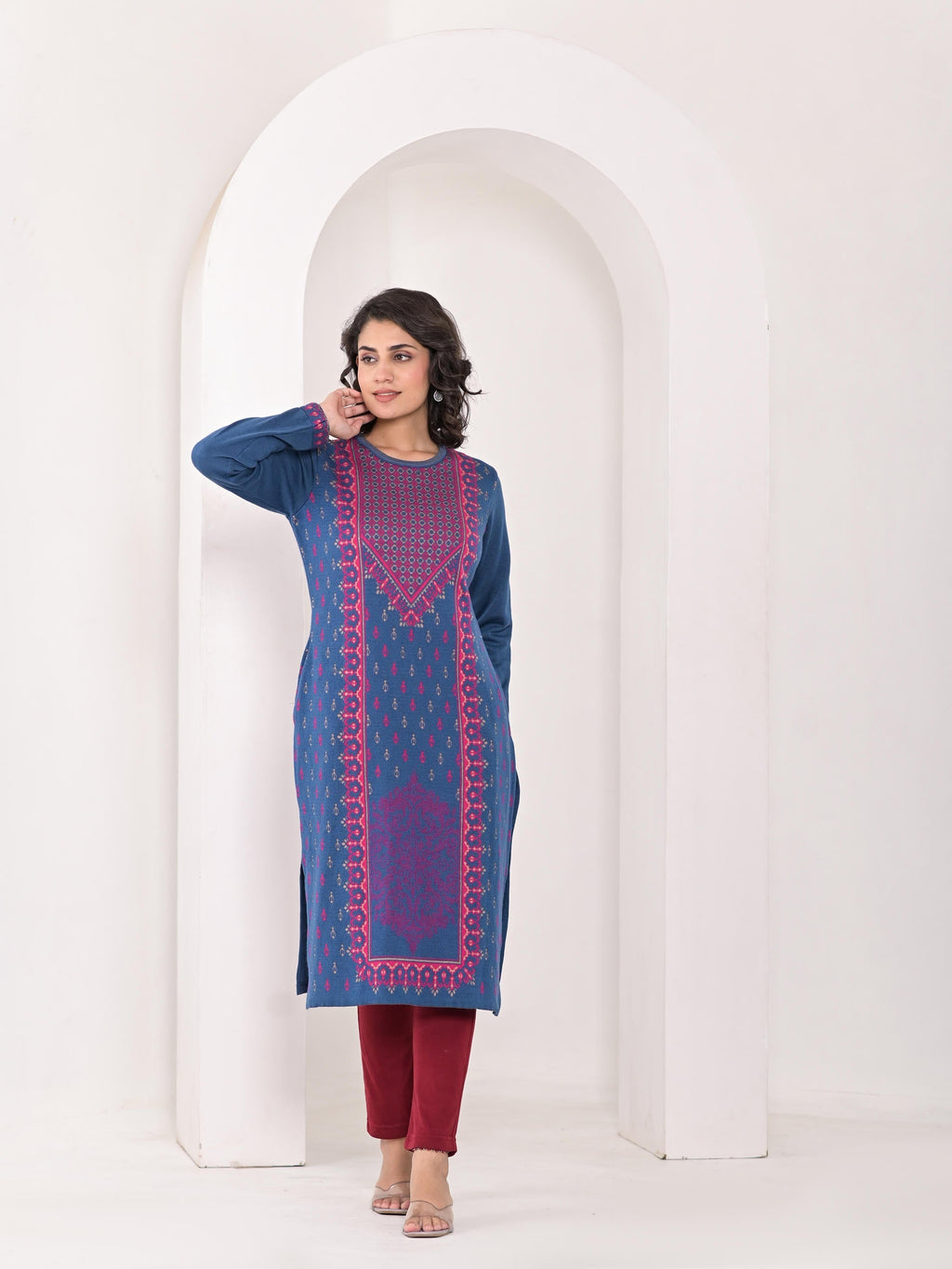 Juniper Neerja Indigo Heritage Kurta | Grocsy