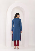 Juniper Neerja Indigo Heritage Kurta | Grocsy