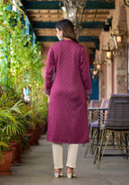 Juniper Onion Pink Floral Printed Cotton Kurta | Grocsy