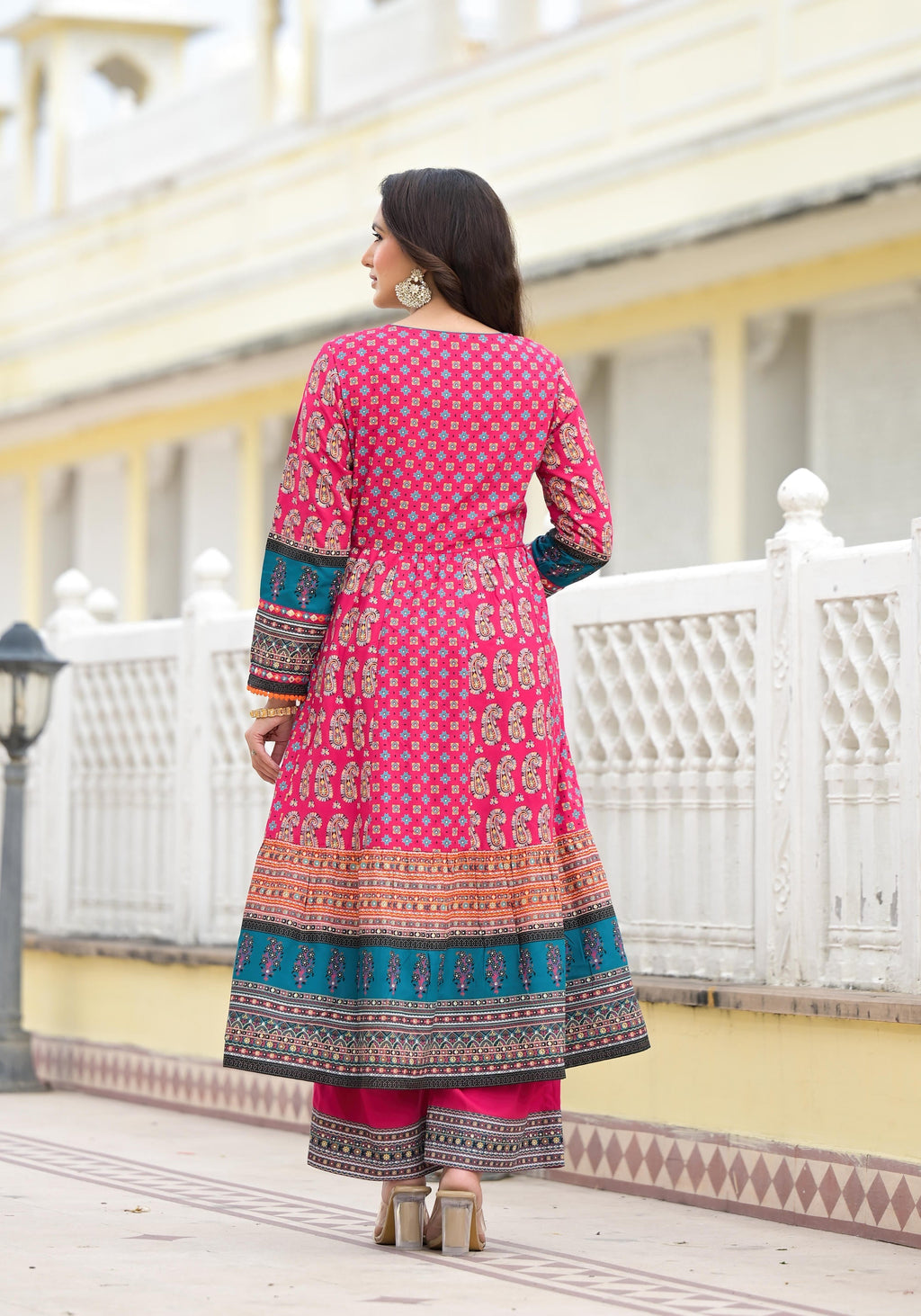 Juniper Women's Pink Viscose Rayon Printed Kurta Set | Grocsy