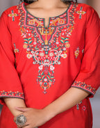 Juniper Women's Multi Color Floral Printed Viscose Kurta Set With Mirror & Thread Work | Grocsy