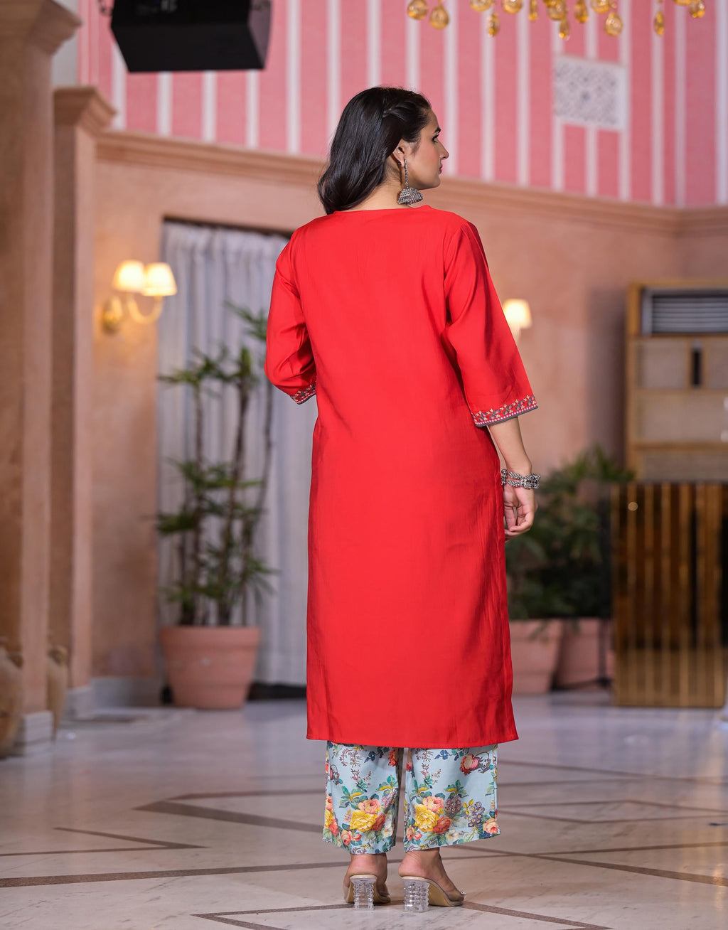 Juniper Women's Multi Color Floral Printed Viscose Kurta Set With Mirror & Thread Work | Grocsy