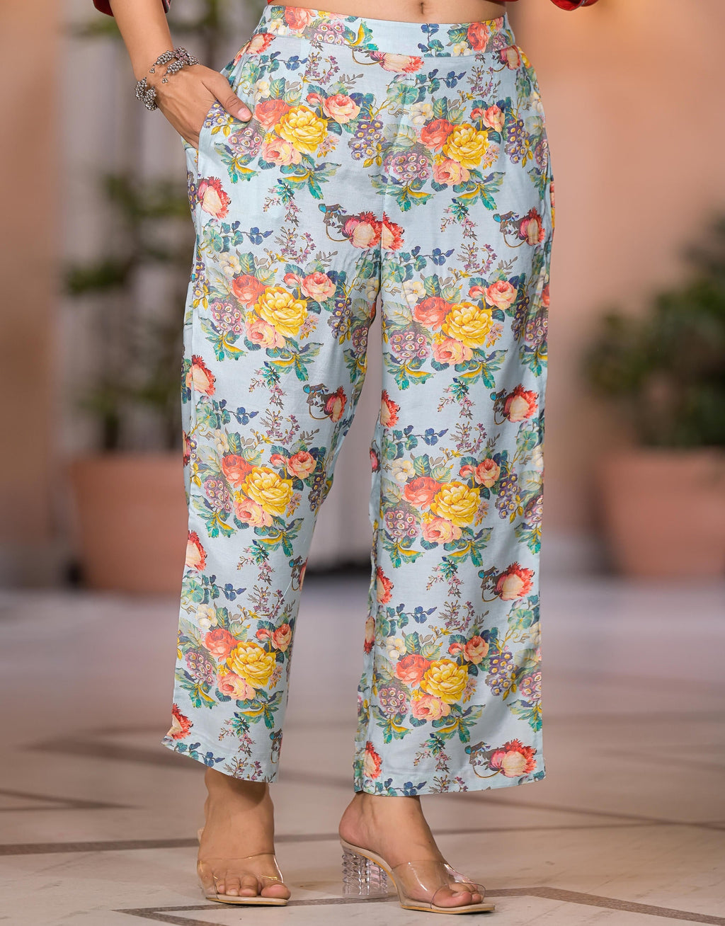 Juniper Women's Multi Color Floral Printed Viscose Kurta Set With Mirror & Thread Work | Grocsy