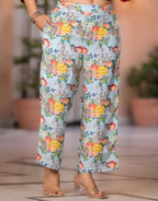 Juniper Women's Multi Color Floral Printed Viscose Kurta Set With Mirror & Thread Work | Grocsy