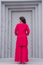 Juniper Gulnaar Gulab Embroidered Sharara Set | Grocsy