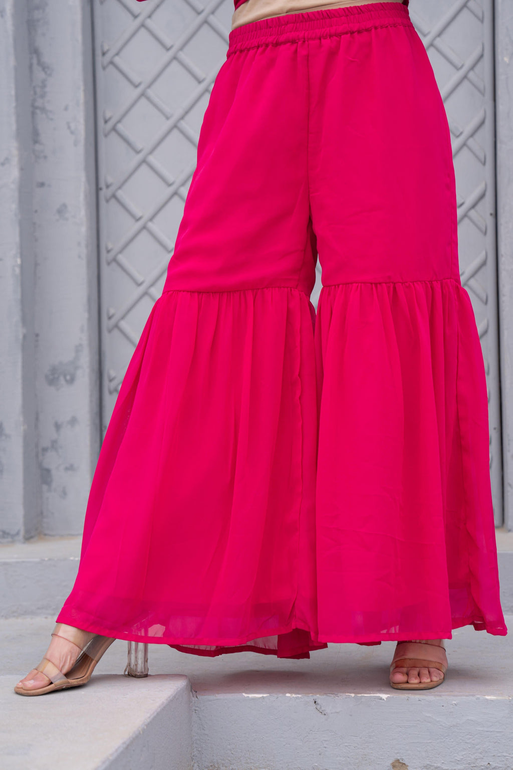 Juniper Gulnaar Gulab Embroidered Sharara Set | Grocsy