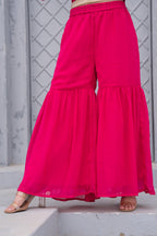 Juniper Gulnaar Gulab Embroidered Sharara Set | Grocsy