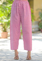 Juniper Women's Wine Floral Printed Cotton Kurta Set With Lace | Grocsy