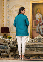 Juniper Teal Solid Rayon Top With Tassels &Doris | Grocsy
