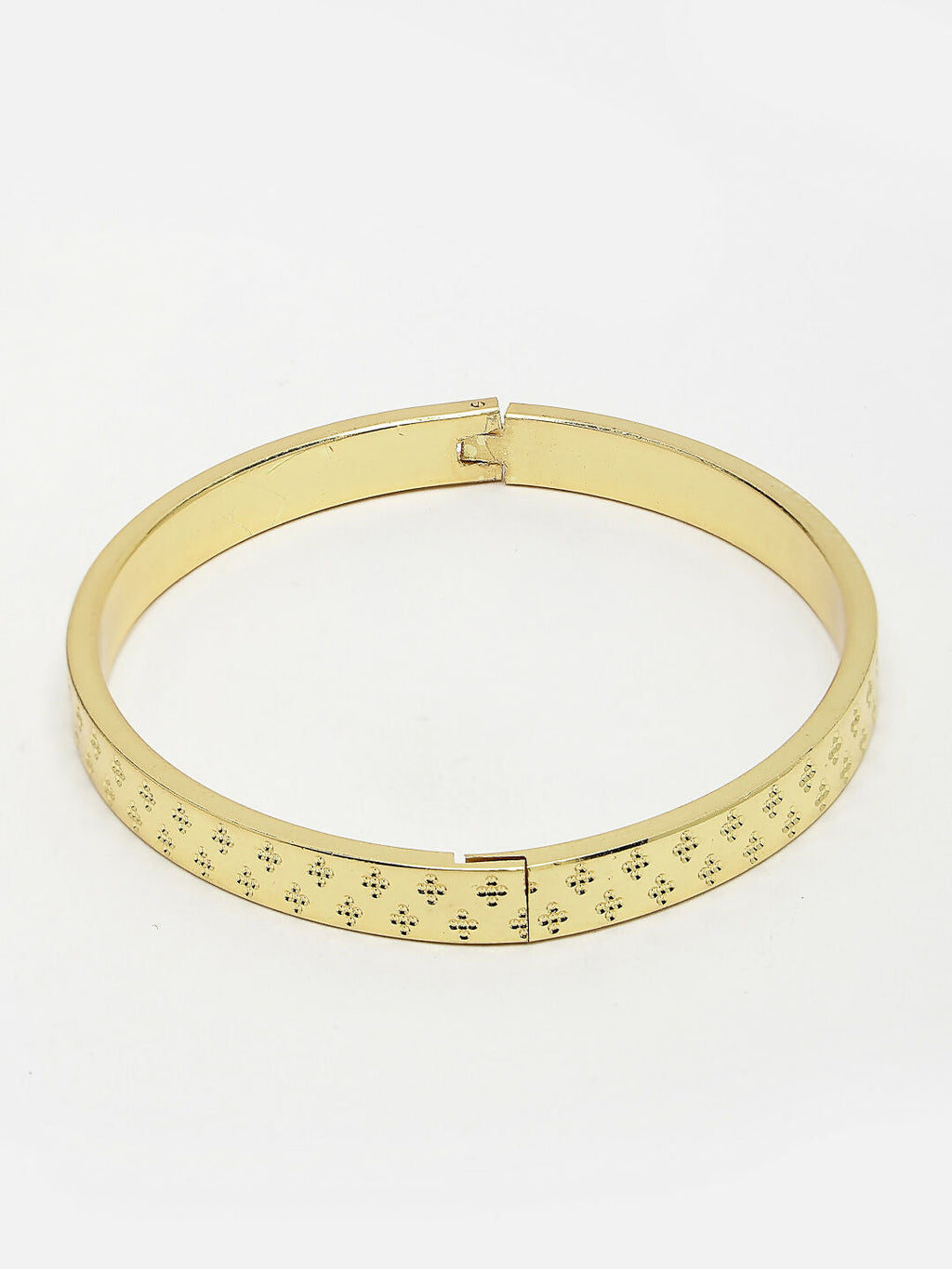 NVR Men's Gold-Polished Stainless Steel Kada Bracelet
