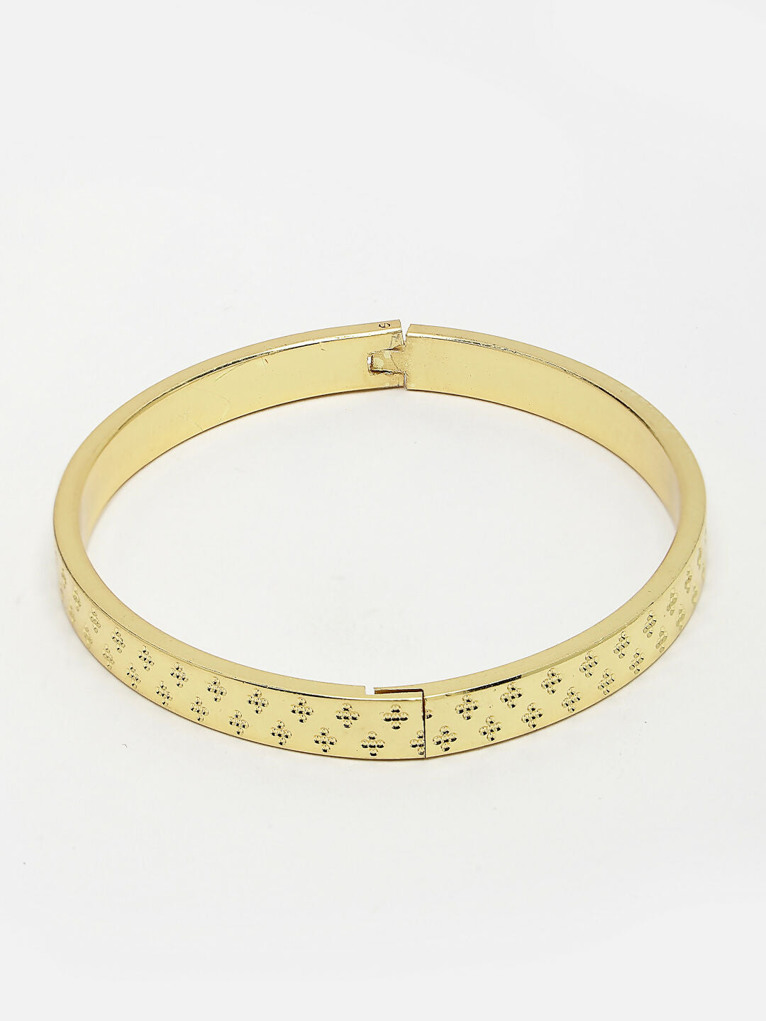 NVR Men's Gold-Polished Stainless Steel Kada Bracelet