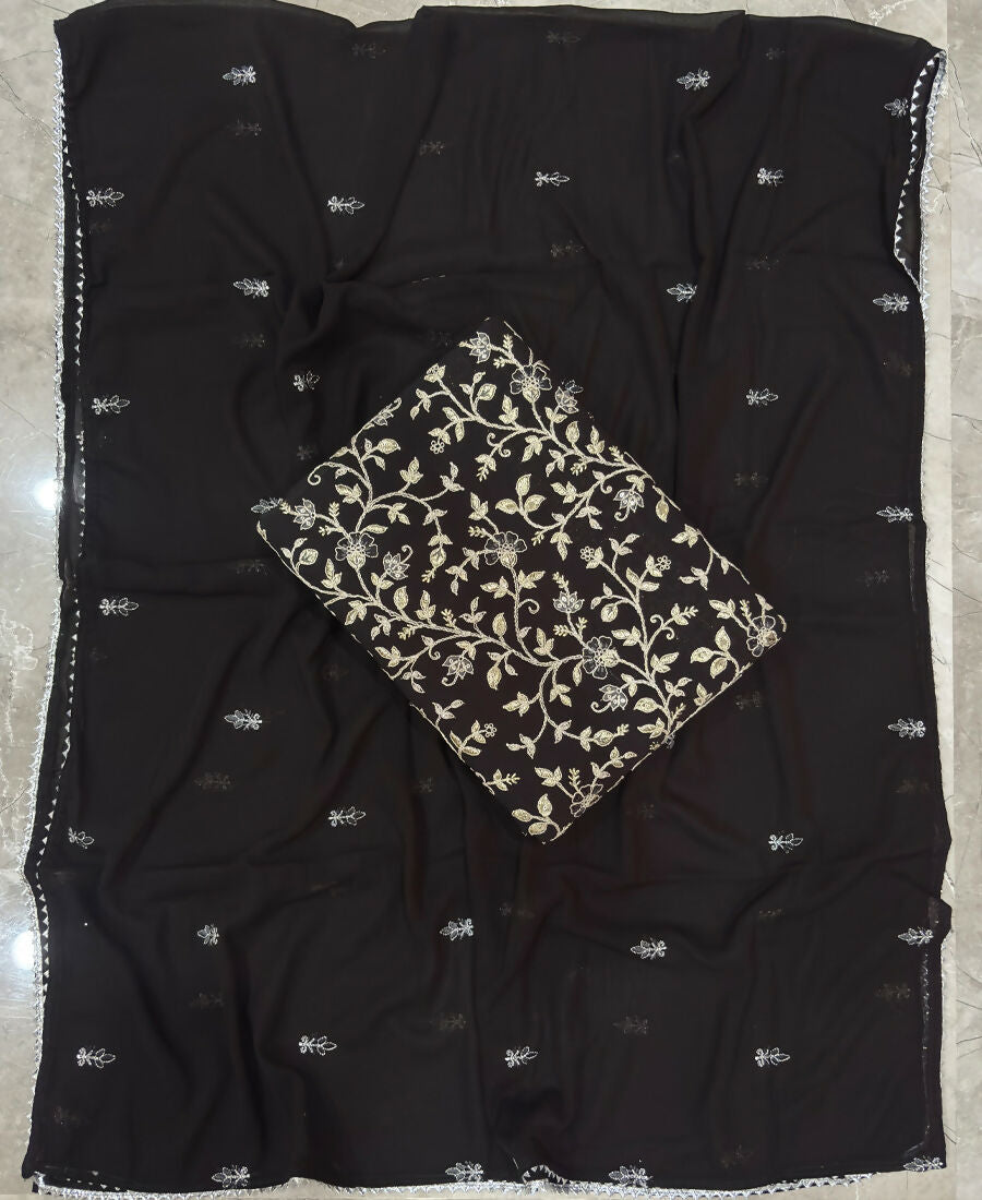 KC Black Straight Suit For Women Georgette Fabric | Grocsy