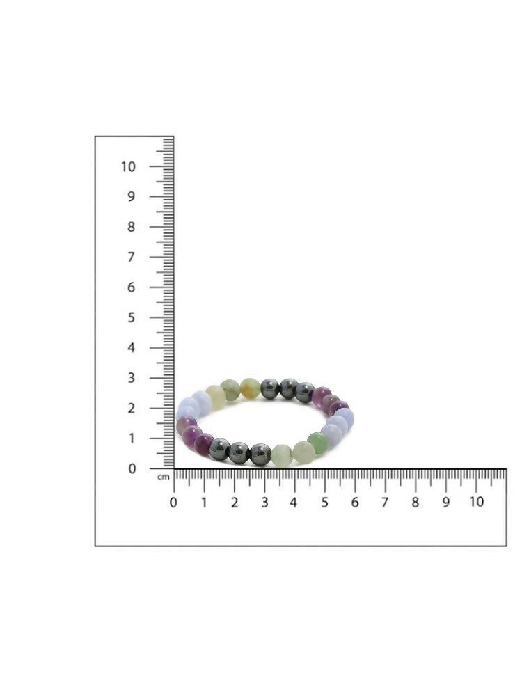 Red Carnelian, Amathyst Multicoloured Brown and Black Round crystal Beads Elastic Bracelet - Ruby Raang | Grocsy
