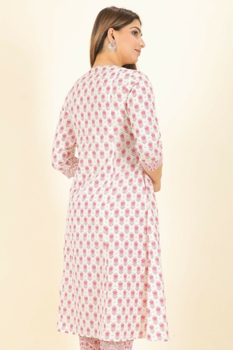 Aramya White Soft Cotton Floral Panelled Kurta for Women | Grocsy