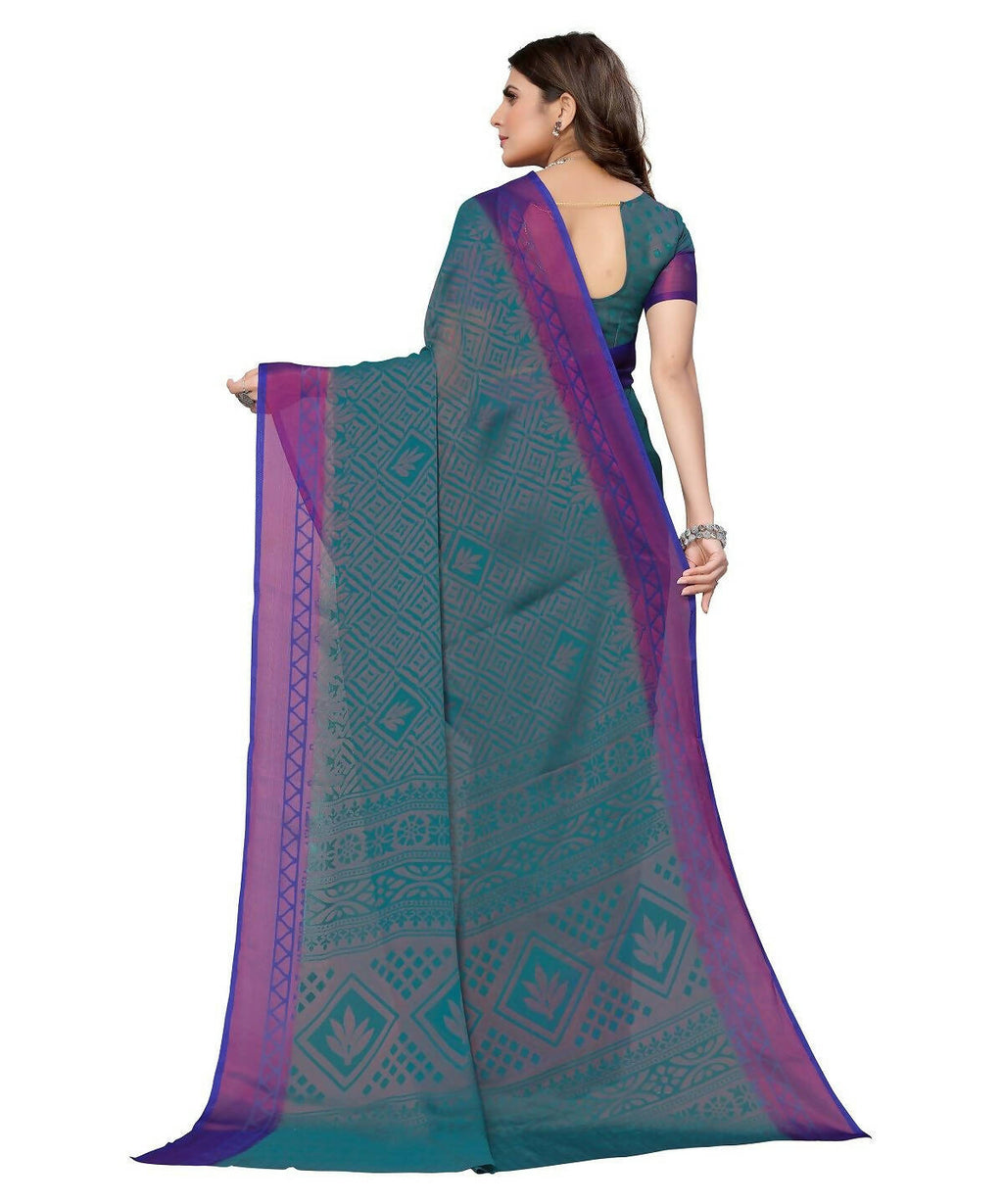 Vamika Rama Green Chiffon Brasso Bollywood Style Woven Saree (BAMBI RAMA) | Grocsy