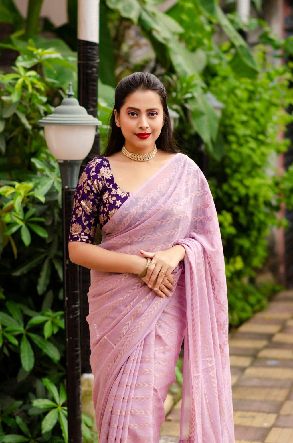 Onion Poly Crepe Tie And Dye Saree with Unstitched Blouse - A2M | Grocsy