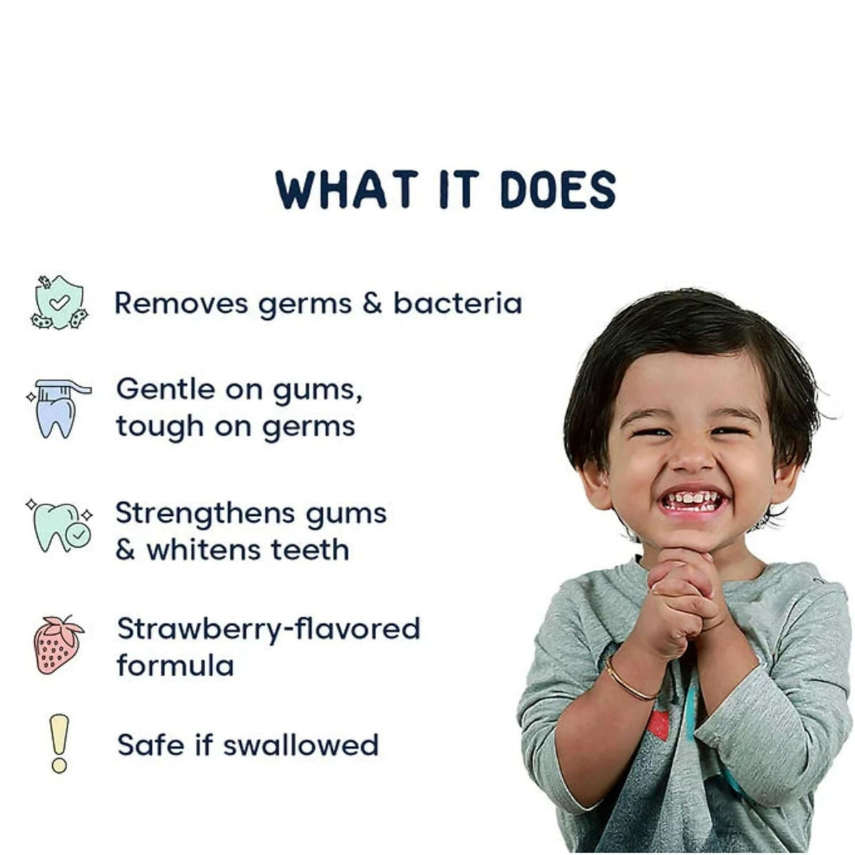 Little Joys Strawberry Flavor Toothpaste For Kids (2-5 Yrs), Removes Germs & Bacteria, Strengthens Gums & Whitens Teeth | Grocsy