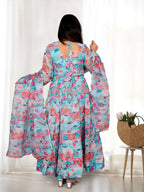 Joban Fashion Sky Kurta Set Organza Sequin Embroidery Work | Grocsy